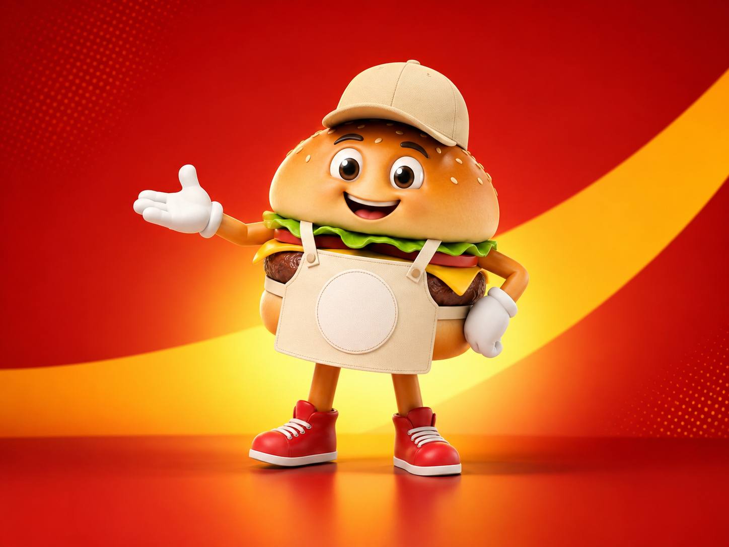 Mascote conceitual de hamburgueria, primeira versão